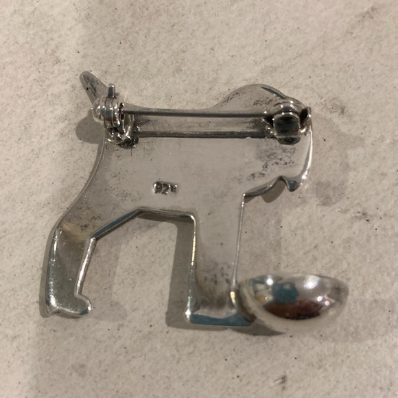 Sterling dog with bowl pin vintage - Picture 6 of 6